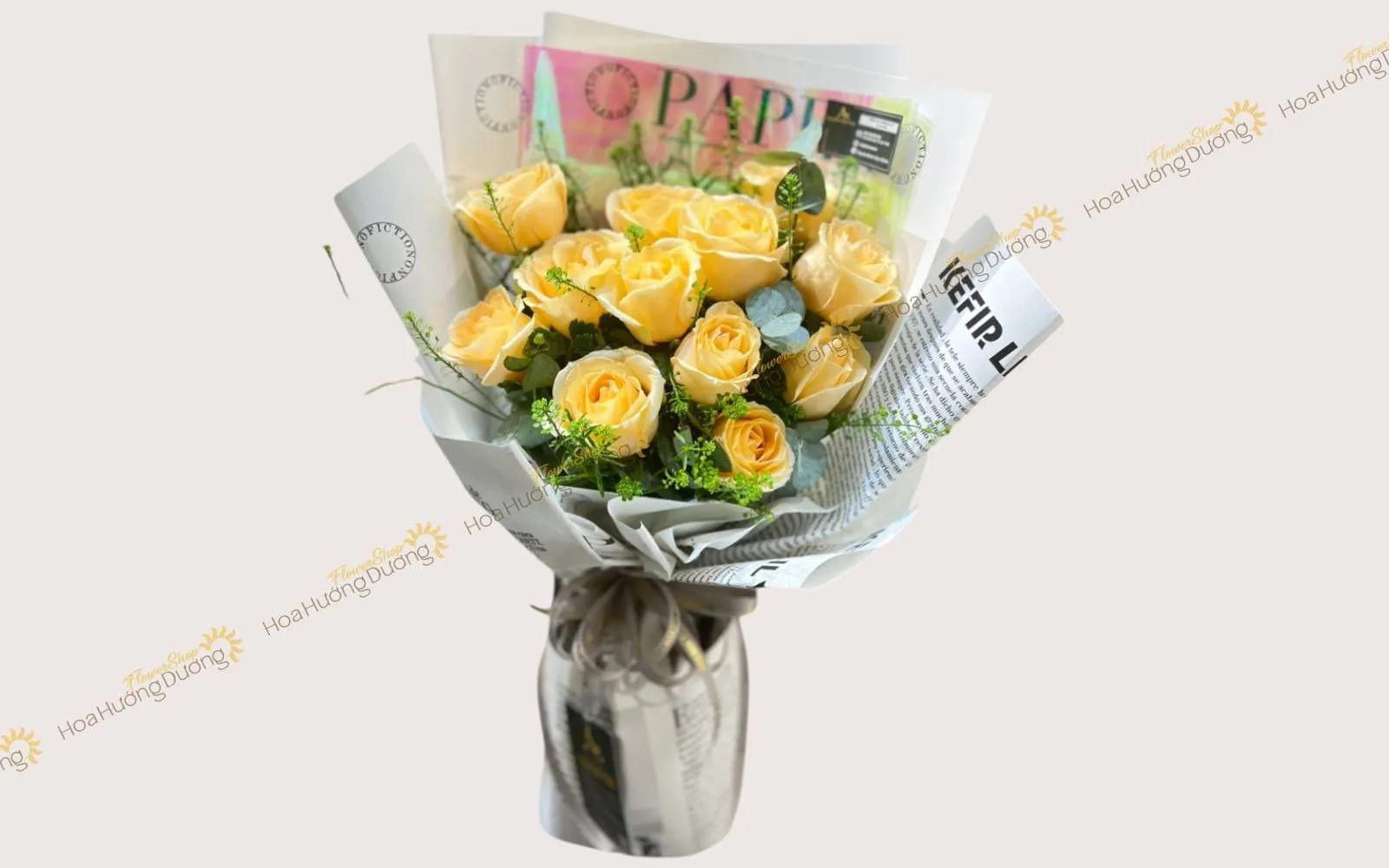 Bó hoa tươi chúc mừng màu vàng