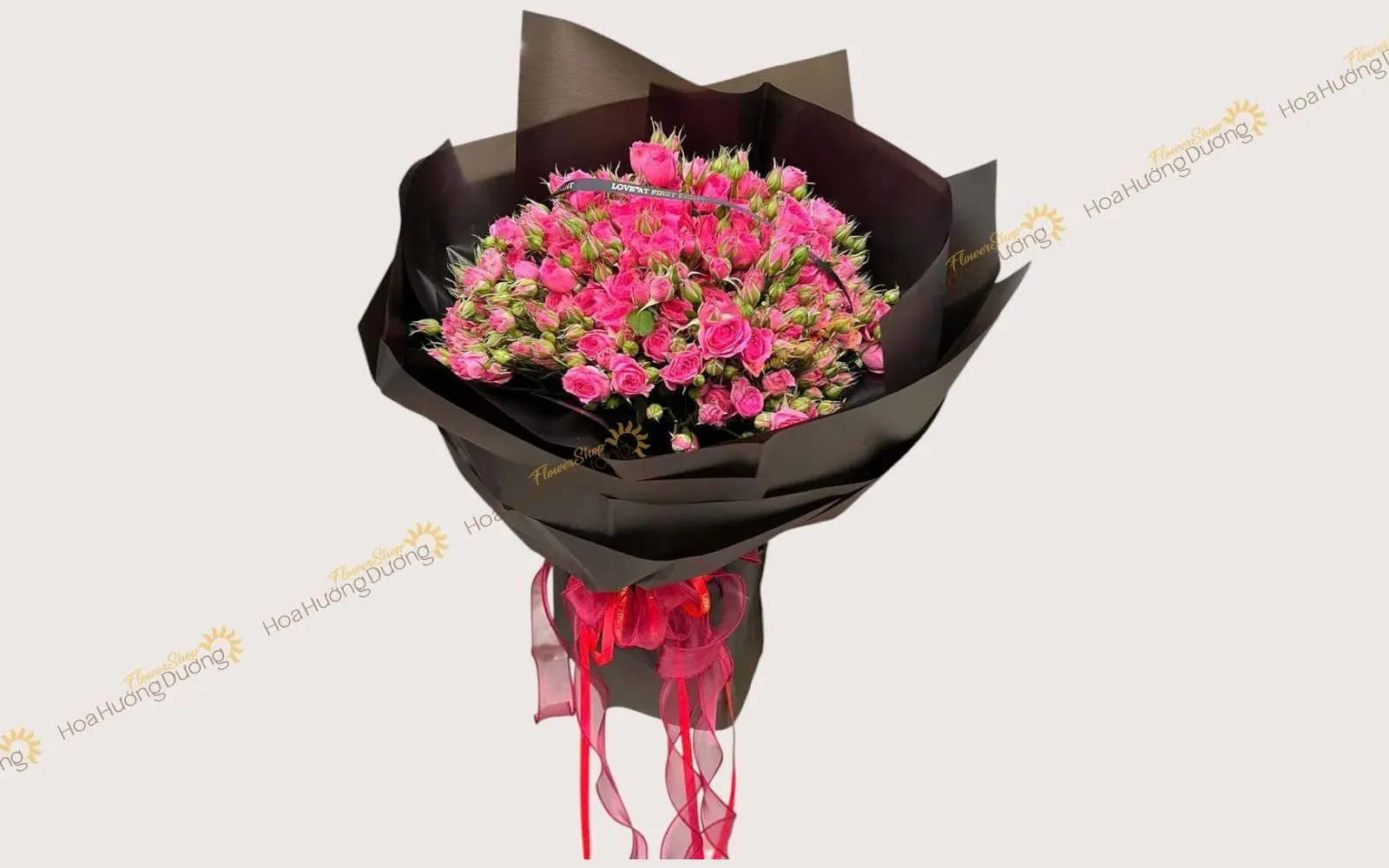 Bó hoa hồng baby màu đỏ hồng