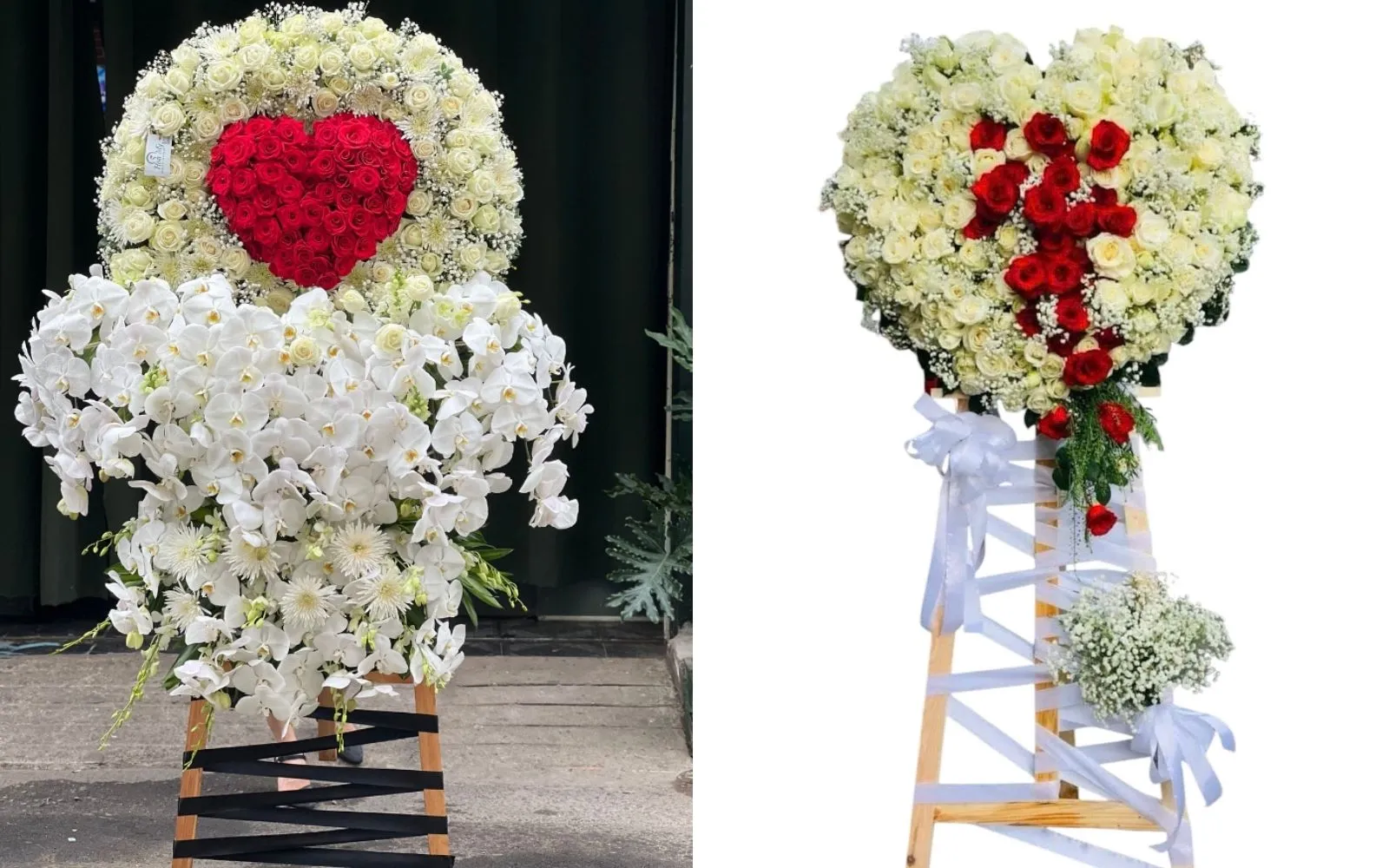 Kệ hoa kính viếng hình trái tim