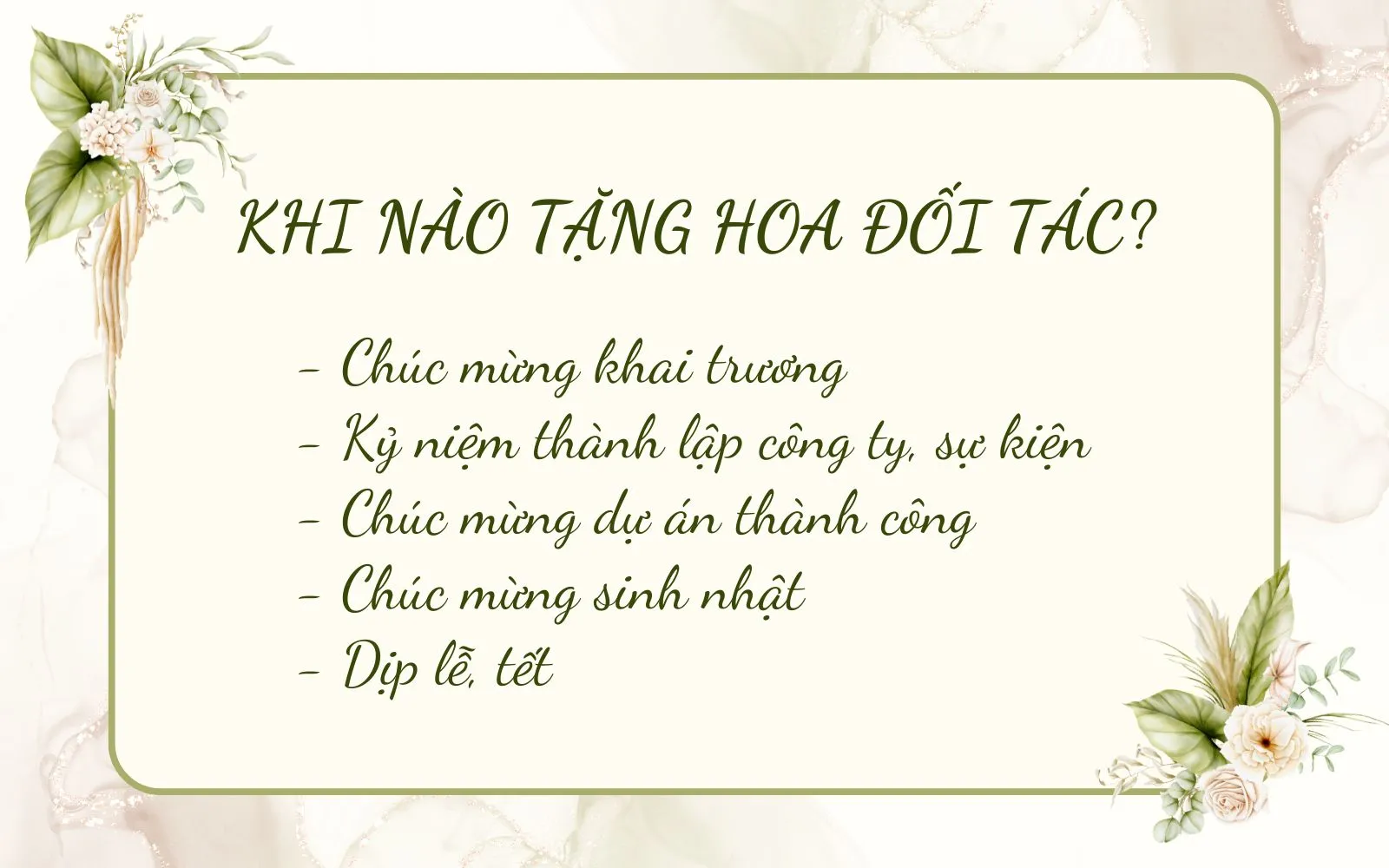 Sự kiện nên tặng hoa cho doanh nghiệp, đối tác