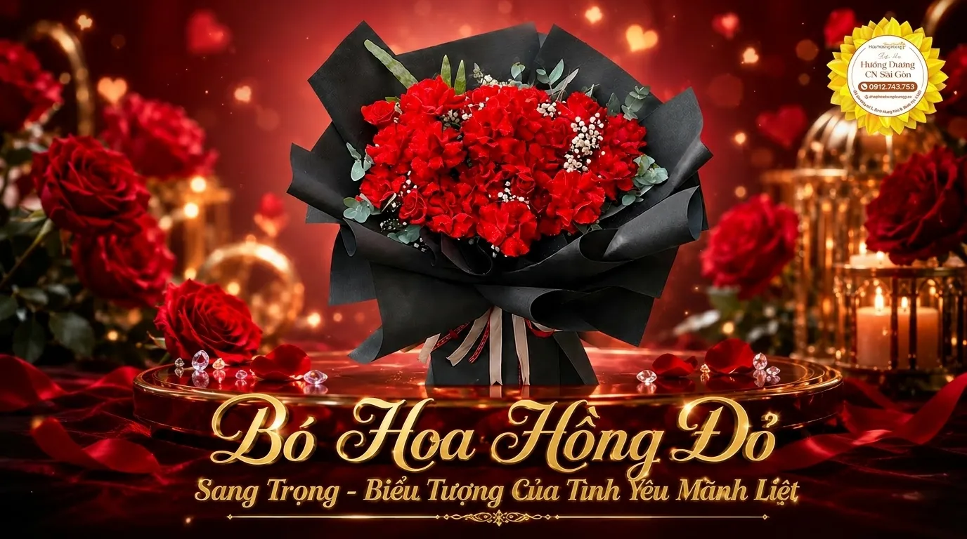 Bó Hoa Hồng Đỏ Sang Trọng - Biểu Tượng Của Tình Yêu Mãnh Liệt