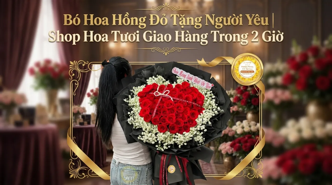 Bó hoa hồng đỏ tặng người yêu – đặt tại shop hoa giao nhanh trong 2h, hoa tươi, gói đẹp, giao tận nơi nội thành. Đặt ngay, kịp mọi dịp!