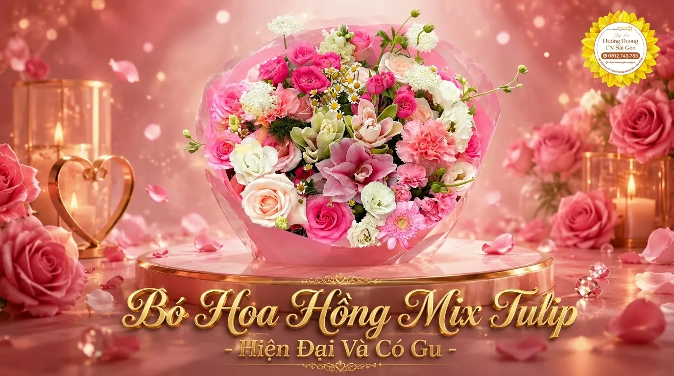 Bó Hoa Hồng Mix Tulip - Hiện Đại Và Có Gu