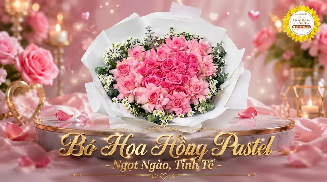 Bó Hoa Hồng Pastel - Ngọt Ngào, Tinh Tế