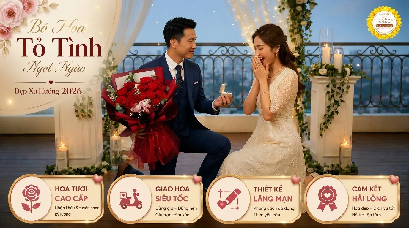 Bó Hoa Tỏ Tình Ngọt Ngào Đẹp Xu Hướng 2026 – Gây Thương Nhớ