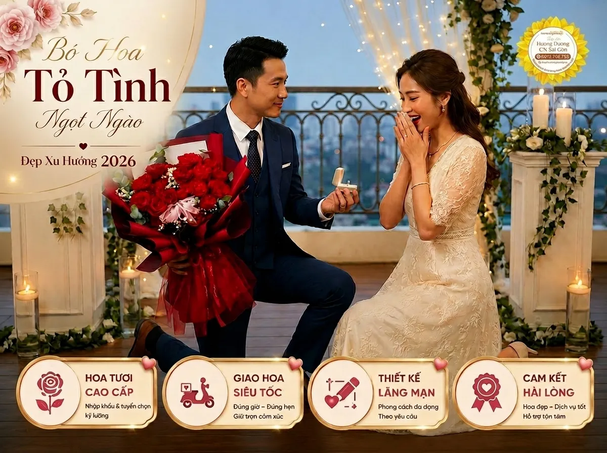 Bó Hoa Tỏ Tình Ngọt Ngào Đẹp Xu Hướng 2026 – Gây Thương Nhớ