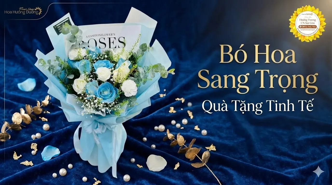 Bó Hoa Xanh Pastel - Hiện Đại & Healing