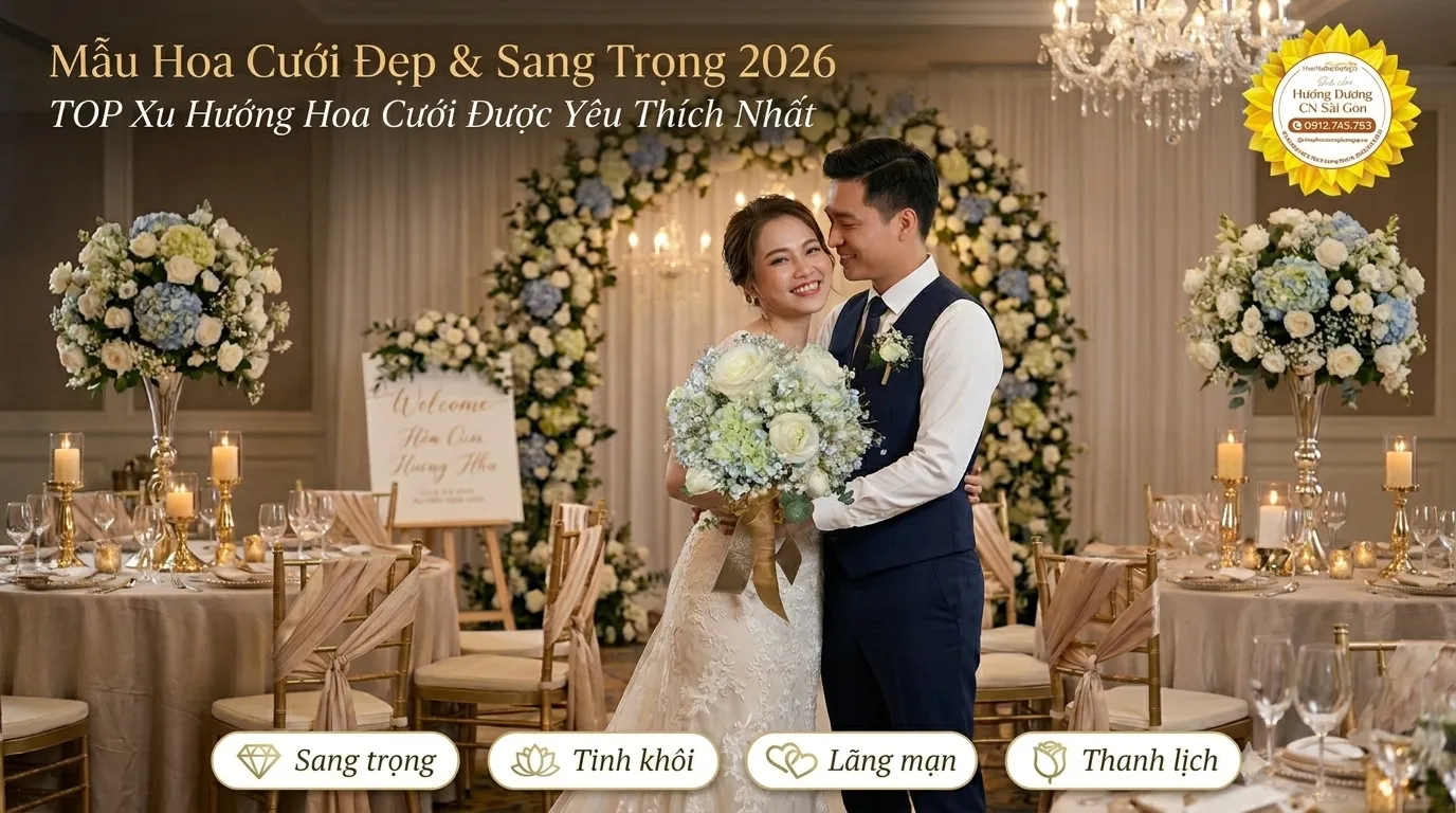 Mẫu Hoa Cưới Đẹp & Sang Trọng 2026 - TOP Xu Hướng Hoa Cưới Được Yêu Thích Nhất