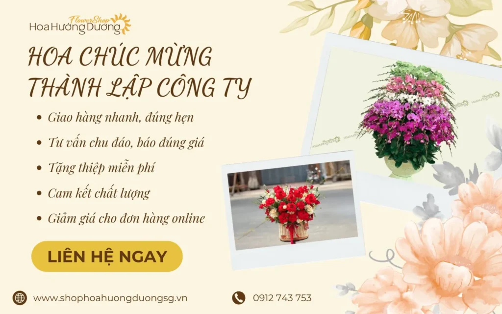 Điện hoa chúc mừng thành ngày lập công ty tại Shop Hoa Hướng Dương