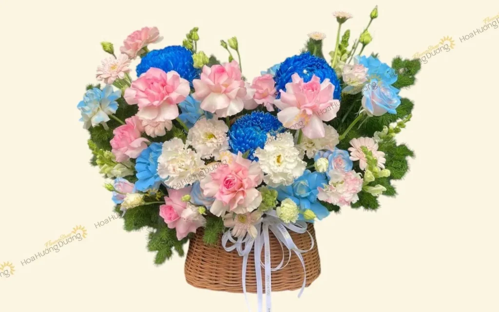 Mẫu giỏ hoa chúc mừng công ty