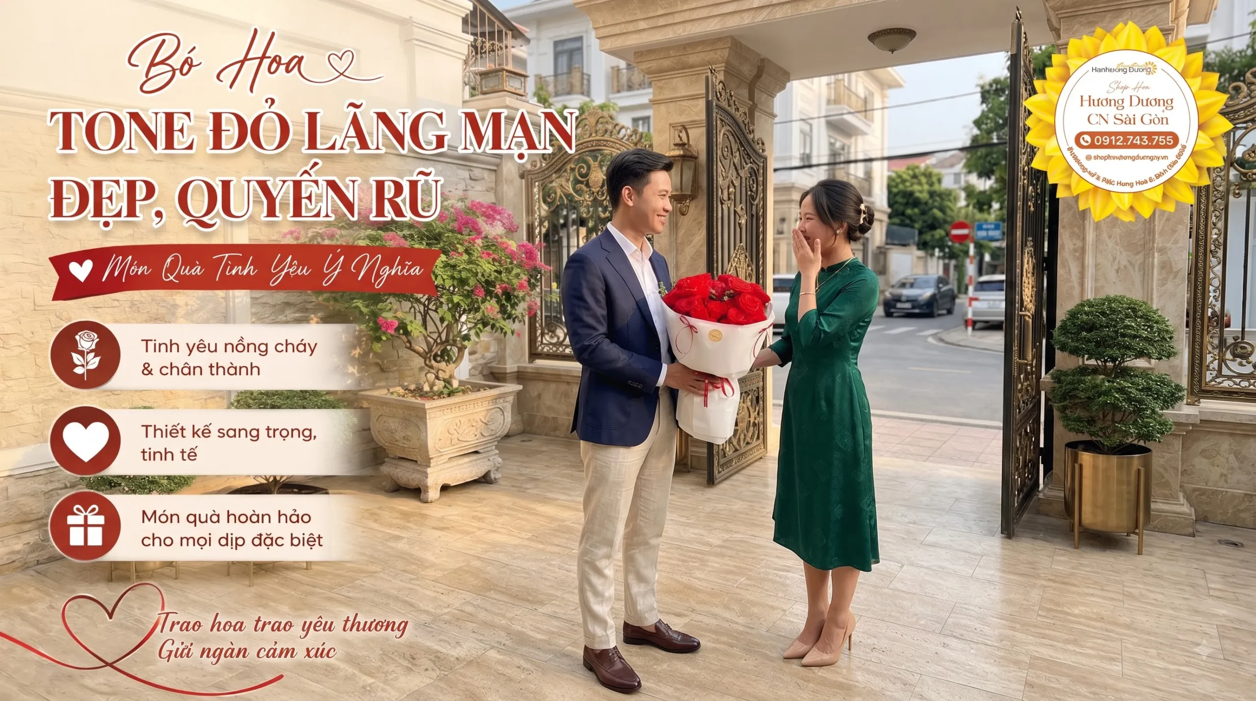 Bó Hoa Tone Đỏ Lãng Mạn Đẹp, Quyến Rũ – Món Quà Tình Yêu Ý Nghĩa