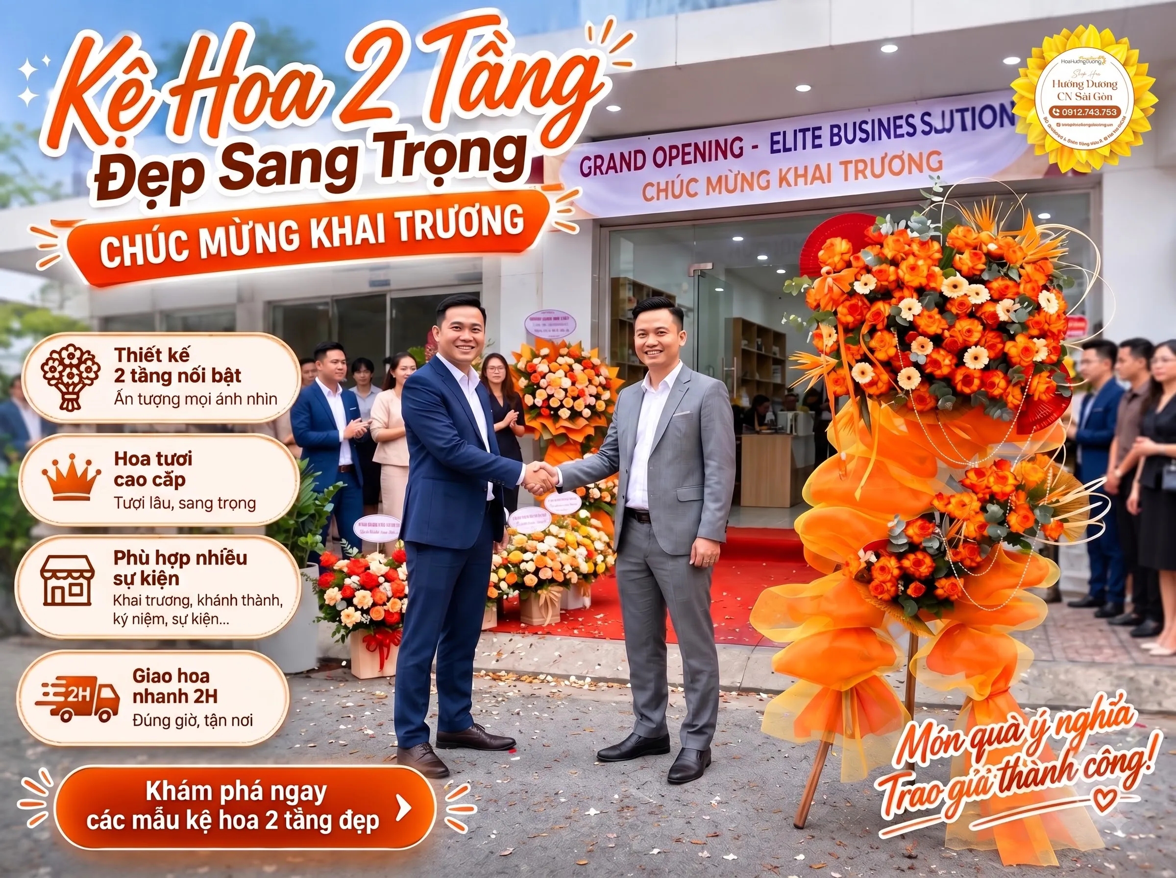Kệ Hoa 2 Tầng Đẹp Sang Trọng – Chúc Mừng Khai Trương