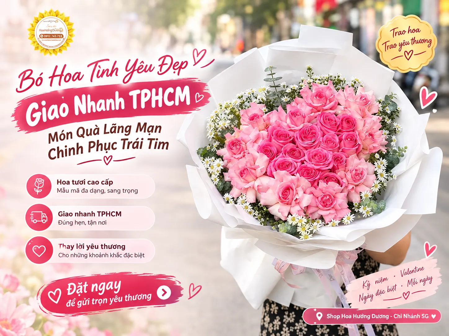 Bó Hoa Tình Yêu Đẹp Giao Nhanh TPHCM – Món Quà Lãng Mạn Chinh Phục Trái Tim