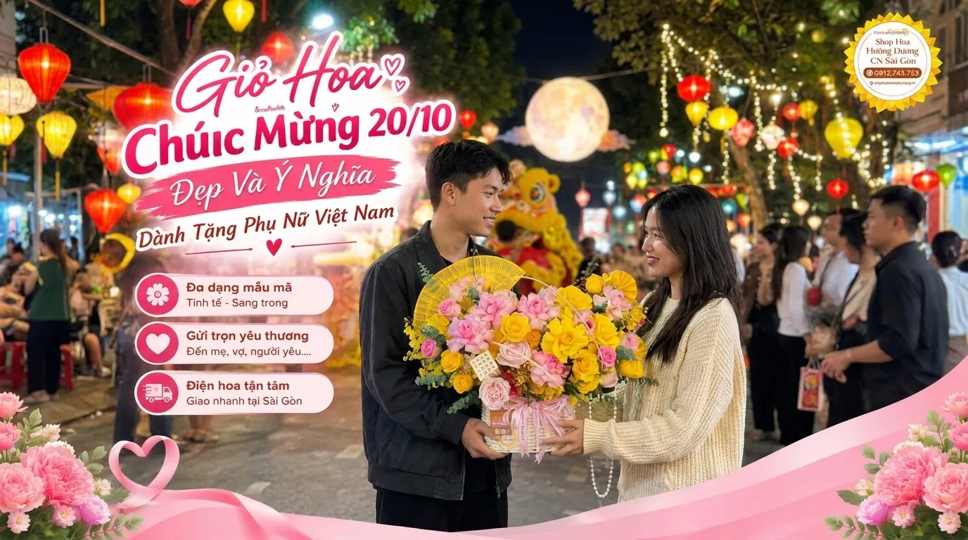 Giỏ Hoa Chúc Mừng 20/10 Đẹp Và Ý Nghĩa Dành Tặng Phụ Nữ Việt Nam