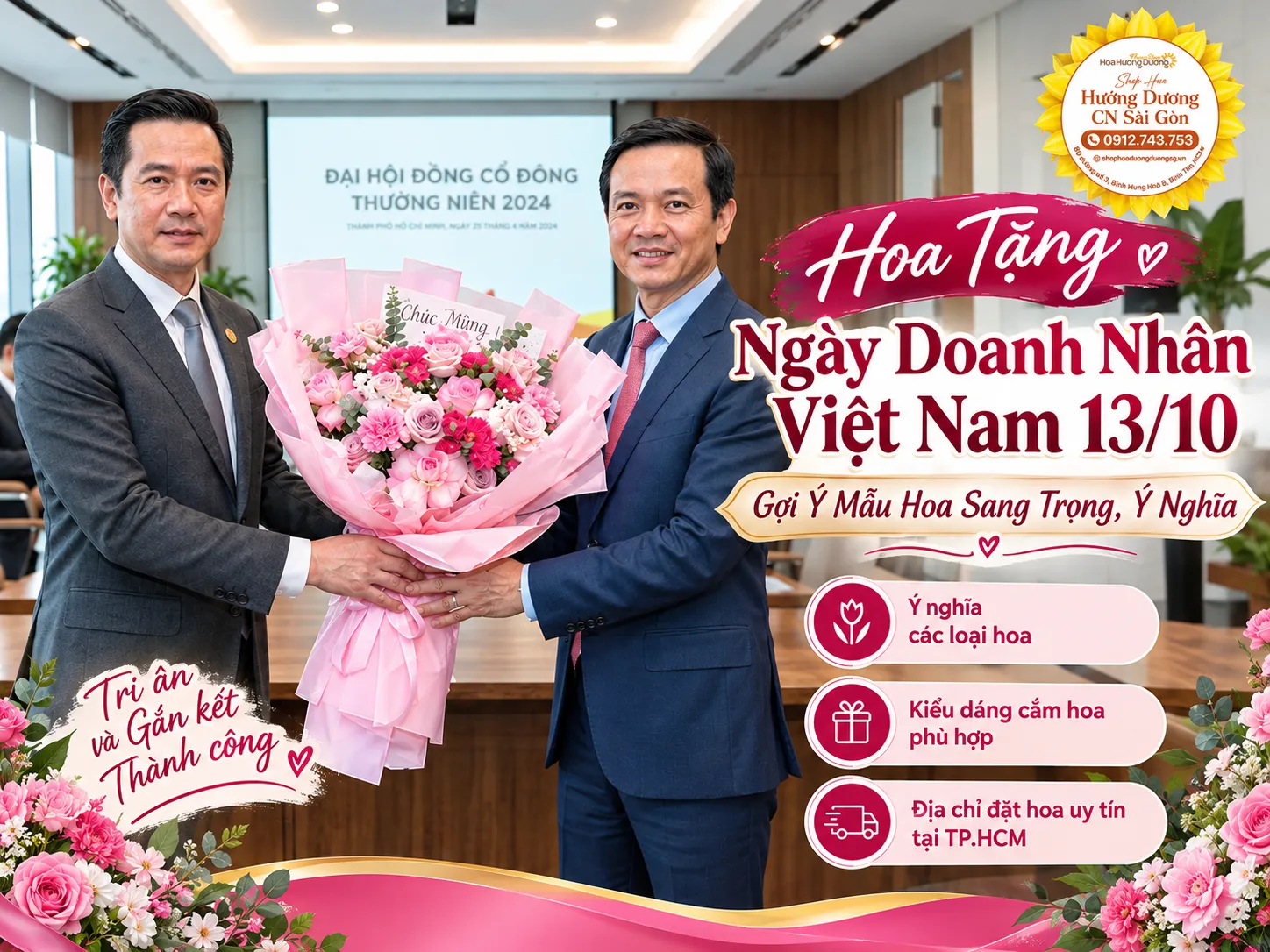 Hoa Tặng Ngày Doanh Nhân Việt Nam 13/10: Gợi Ý Mẫu Hoa Sang Trọng, Ý Nghĩa