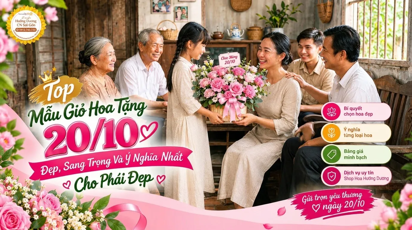Top Mẫu Giỏ Hoa Tặng 20/10 Đẹp, Sang Trọng Và Ý Nghĩa Nhất Cho Phái Đẹp