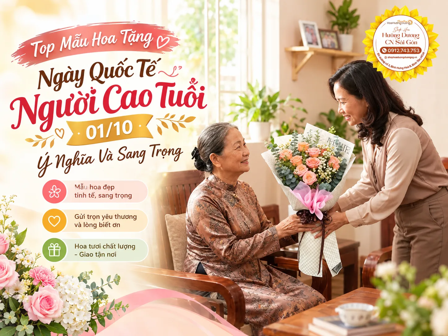 Top Mẫu Hoa Tặng Ngày Quốc Tế Người Cao Tuổi 01/10 Ý Nghĩa Và Sang Trọng